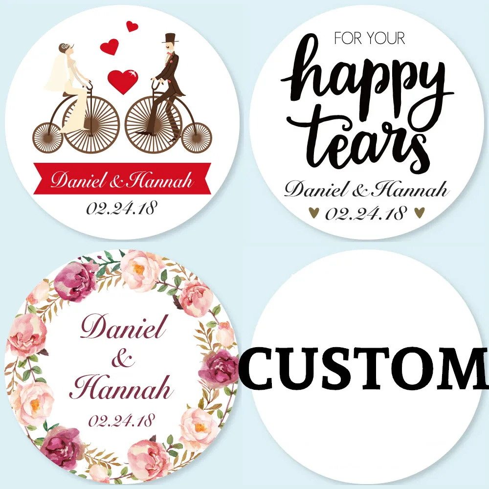 100 Pieces, 3 7CM, White Customized Personalized, Wedding Stickers