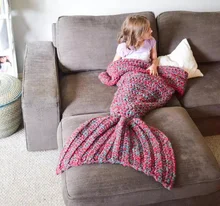 High Quality Wool Knitted Mermaid Tail Handmade Baby Blanket Blanket Wrap Super Soft Swaddle Blanket