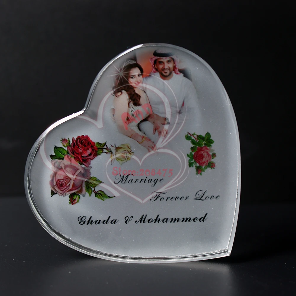 50PCS/LOT Personalized Crystal Heart Paperweight Souvenirs