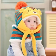 

Winter Baby Hat And Scarf Squirrel Style Knitted Caps Scarf Shawl for Infant Boys Girls Children New Fashion Kids Neck Warmer