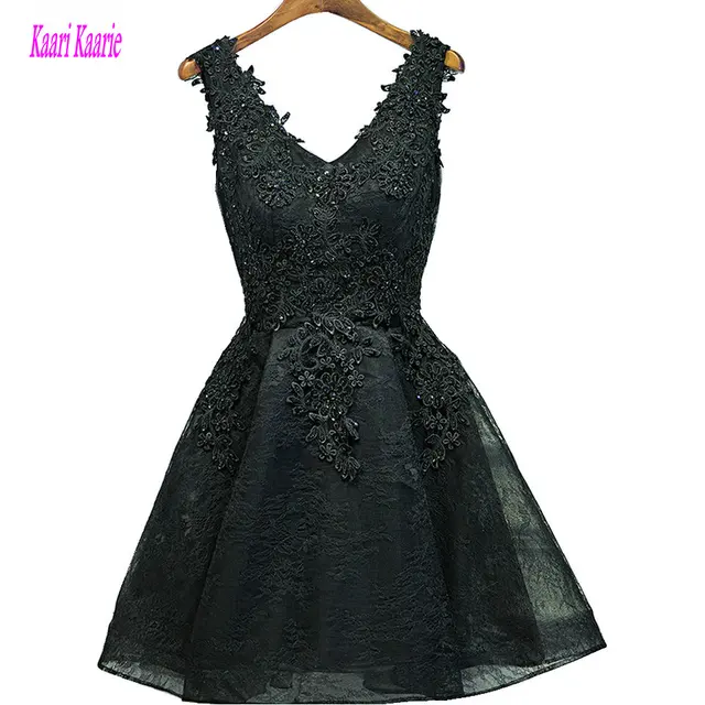 Black Short Prom Dresses with Straps 2018