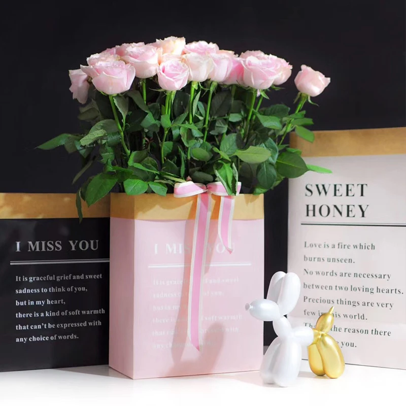 

1Pcs 31*16*44cm/25*13*32cm English Pocket Bag Nordic Photo Props Background And Art Dry Flower Interior Decoration Bouquet Bag