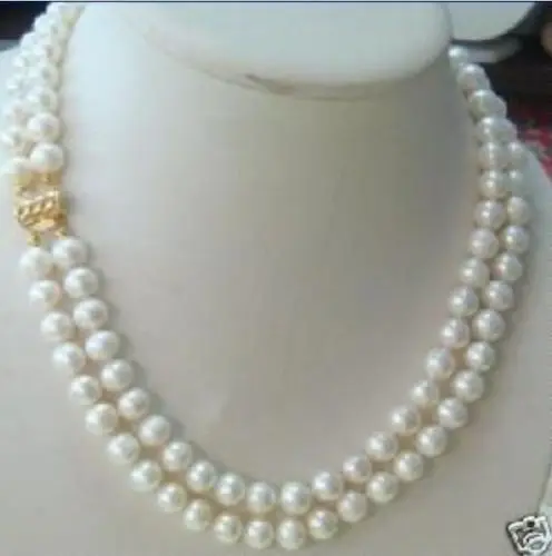 

Hot sale new Style >>>>>2 Rows 7-8MM DOUBLE STRAND WHITE Natural PEARL NECKLACE