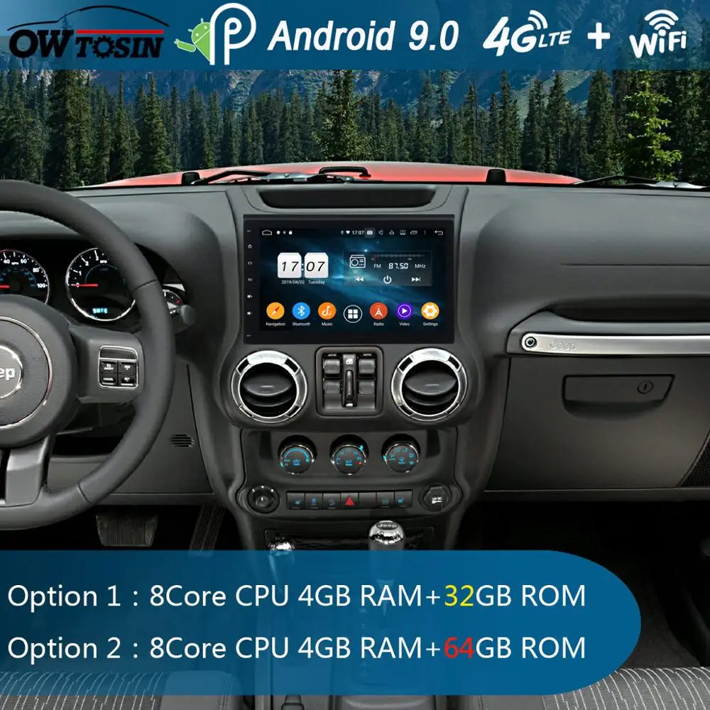 10," ips 8 ядерный 4G+ 64G Android 9,0 для Jeep Wrangler 3 JK 2011 2012 2013 автомобильный dvd-плеер радио gps Parrot BT