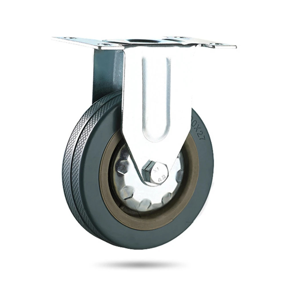 

Set of Heavy Duty 100x27mm Rubber Swivel Castor Trolley Caster Brake 25KG 4 Bolt Plate Fixing And Solid Rubber 360 Degree Wheels