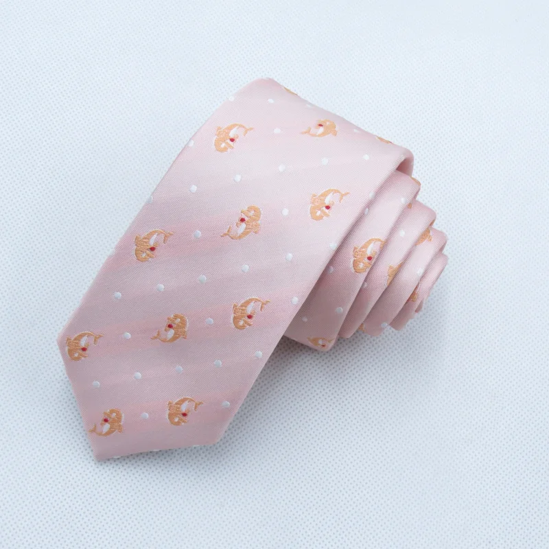 Светильник, оранжевый, розовый, мужской галстук, мужской, для свадьбы, тонкий, мужской, для отдыха, мультяшный, стильный галстук, дельфин, 6 см, галстук, подходящий, карманный, квадратный