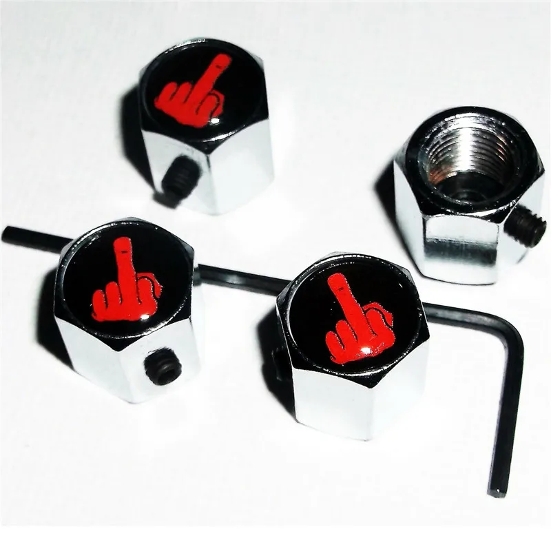 

Valve Nozzle Cap Lock Finger Car Dust/Valve Caps Lock Anti Theft Van Bike Tyre Alloy Anti-theft Emblem Auto Car Wheel Cover