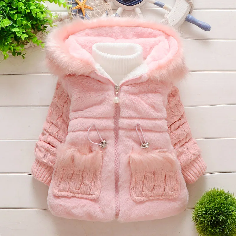 

Winter Newborn Baby Girls Clothes Faux Fur Thick warm Coat Cotton Padded Infant Toddler Hooded Jacket Girl Snowsuit Outerwear