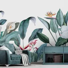 Индивидуальная Скандинавская ручная роспись маленькие свежие средневековые тропические растения цветы и птицы фотообои украшения