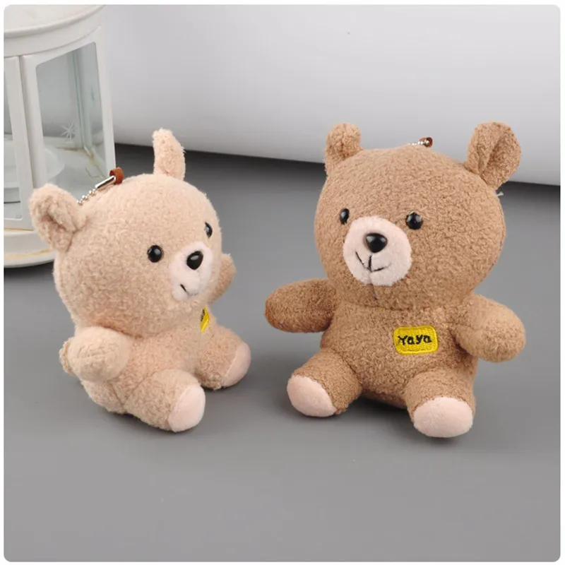 Милый сидящий медведь плюшевые игрушки для брелка мультфильм коричневый медведь куклы маленький ключ брелоки для сумки 10 см шт./лот