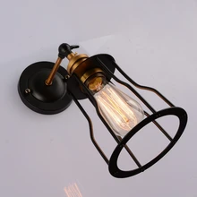 Винтаж Промышленное Освещение Бра E27 страна маленький черный металл Лампы для мотоциклов edison светильники