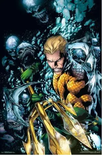 AQUAMAN - TRIDENT COMIC SILK POSTER Decorative Wall painting 24x36inch | Дом и сад