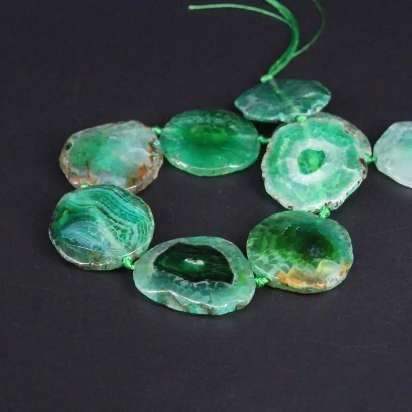 Approx10PCS/strand Зеленый Дракон вен сырье Агат Drusy граненая плита бисер россыпью различных размеров, природные драгоценные камни срез камня Кулоны из нержавеющей стали ювелирные изделия