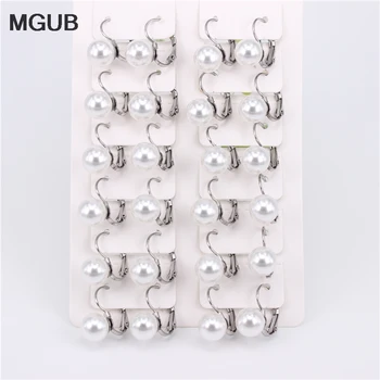 

12 pairs/set Imitation pearls silver color Drop earring 8mm 10mm 12mm size selection popular Female children Comfortable ZN10