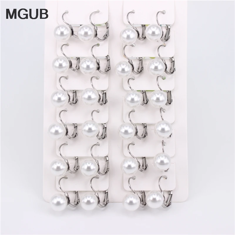 

12 to one card Imitation pearls silver color earring 8mm 10mm 12mm size selection popular Female children Comfortable wear ZN10