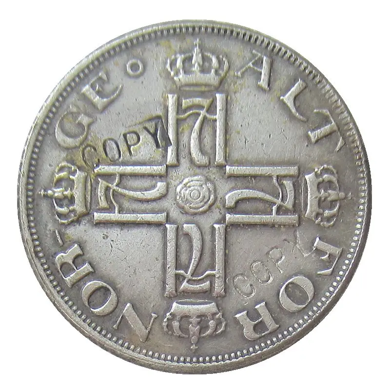 

Norway 50 Øre - Haakon VII Type 2 Year 1921 1922 1923 Silver-Plated Coin COPY