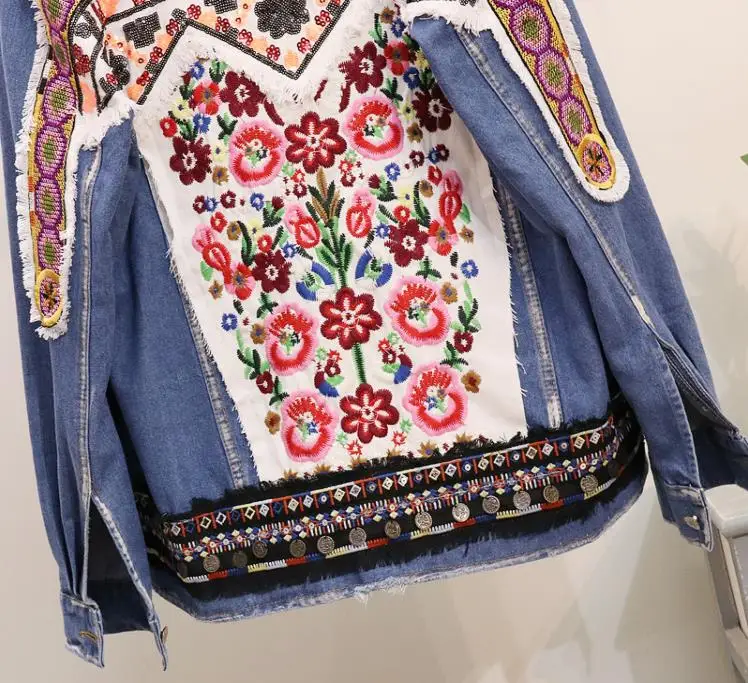 discounted  New Women Denim Jean Jacket Coat Fashion Studded pin slim long sleeve loose casual short girl jacke