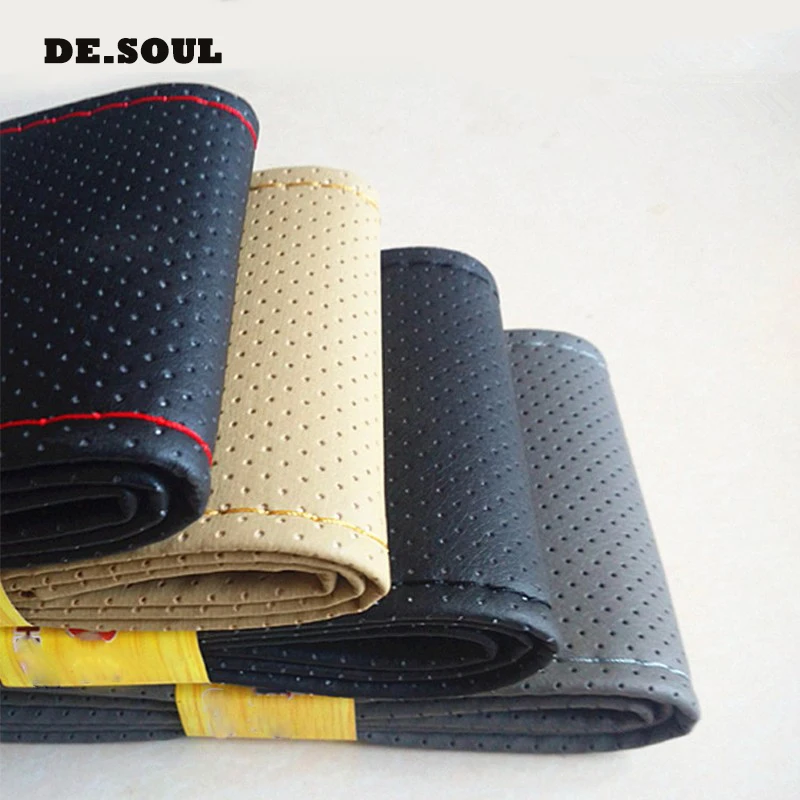 

Auto Accessories Microfiber Leather Hand-stitched Steering Wheel Cover Breathable Non-slip Hand-sewn With Needles