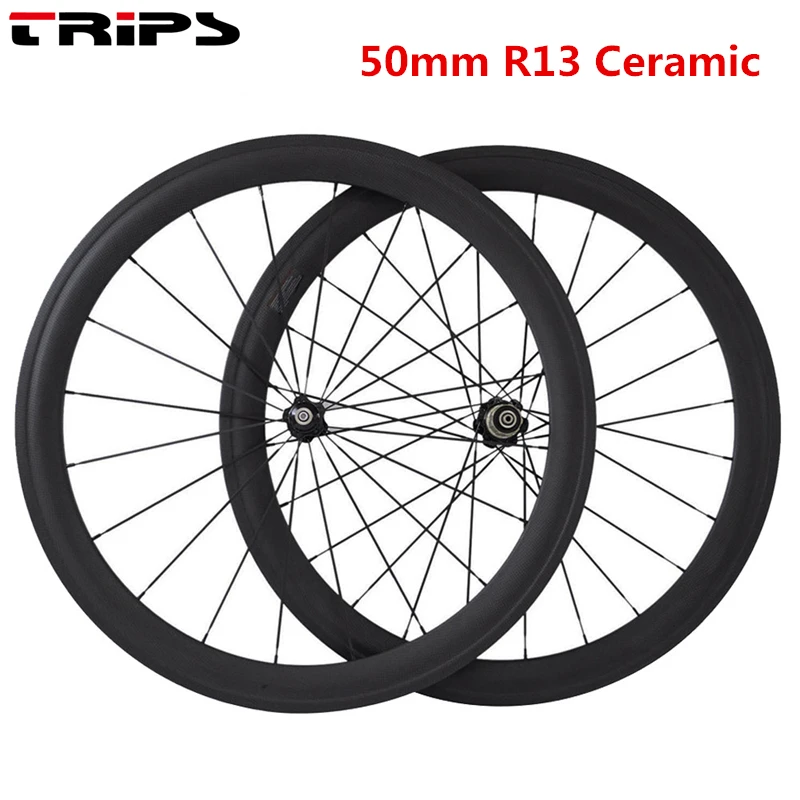 

Carbon Road Wheels 50mm 25mm width Ceramic R13 Hub 700C Clincher Road Racing bicycle Wheels Basalt brake road bike carbon wheels