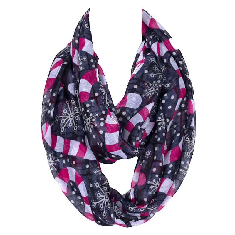 

Candy Cane Print Women's Teeen's Infinity Loop Scarf Christmas Gift Festival Accessory