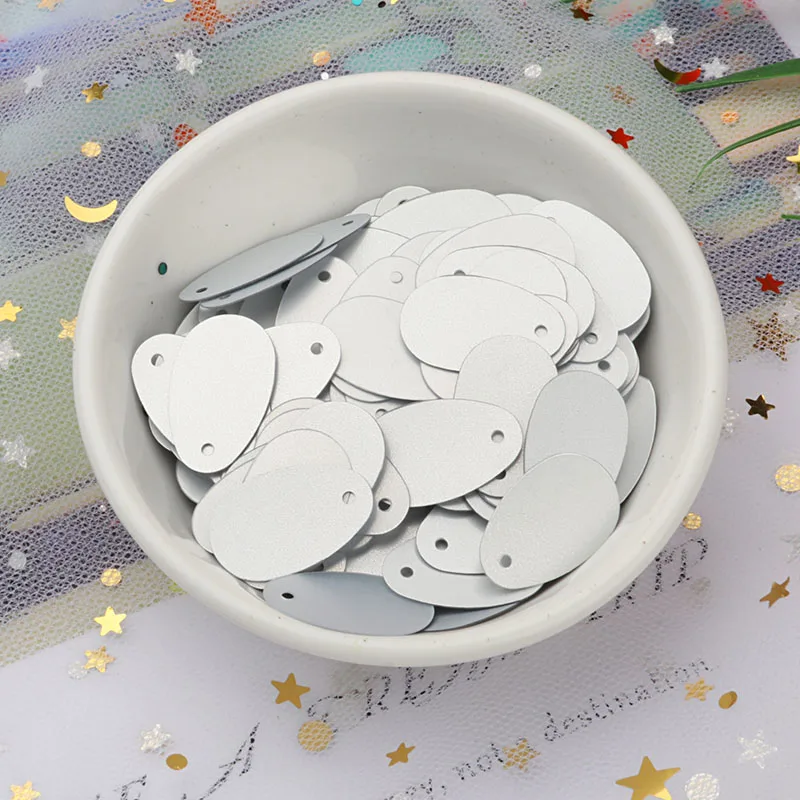 Matte Silver 10 г(120 шт)/упаковка 12*20 мм овальная форма яйца блестки плоские ПВХ швейные ремесла с боковым отверстием танец живота аксессуар для одежды сделай сам - Цвет: Matte Silver