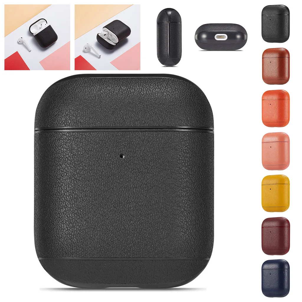 

Earphone Cover Leather Cover Skin Case With Carabiner Protective For Apple AirPods Earphones L704