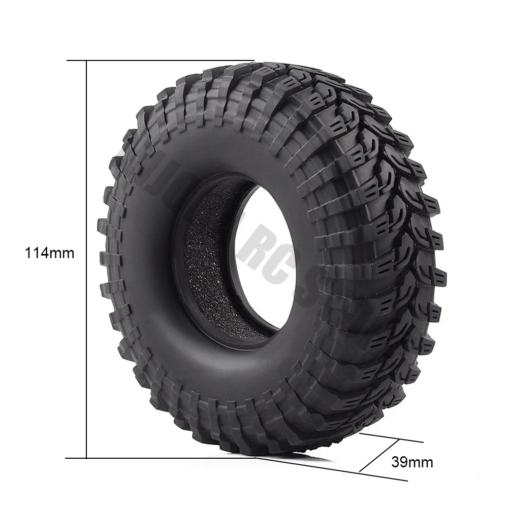 4 шт. 1/10 RC Рок Гусеничный 1," черные резиновые колеса шины 114*39 мм для 1:10 Traxxas TRX-4 осевой SCX10 Tamiya CC01 D90