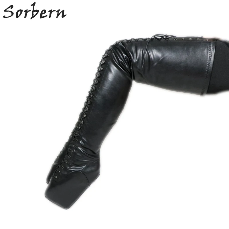 Sorbern/высокие сапоги до бедра, на толстой платформе, в форме копыта, на каблуке 80 см, на шнуровке, в стиле «конь»; сапоги до середины голени на заказ