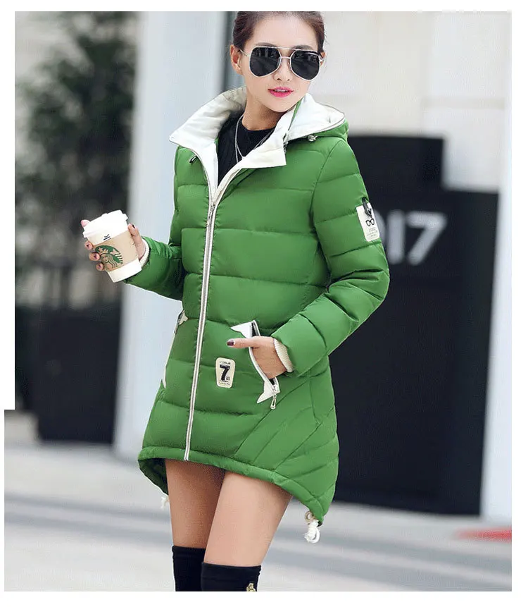Новинка, зимнее пальто для женщин, корейский стиль, модная длинная пуховая стеганая хлопковая куртка, Женское пальто с капюшоном и кулиской, vestidos rtd023