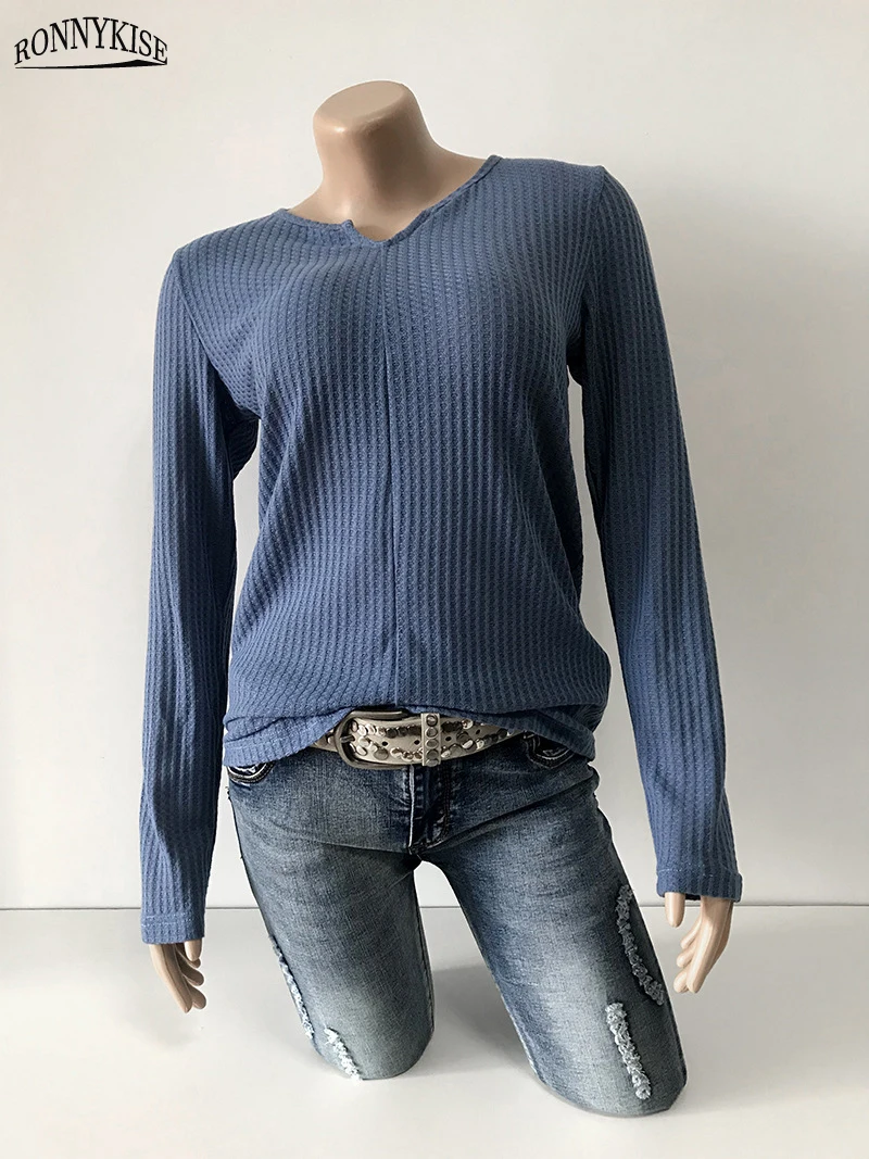 RONNYKISE вязаные свитеры женские модные сексуальные пуловеры с v-образным вырезом и длинными рукавами осенние и зимние свитера верхняя одежда