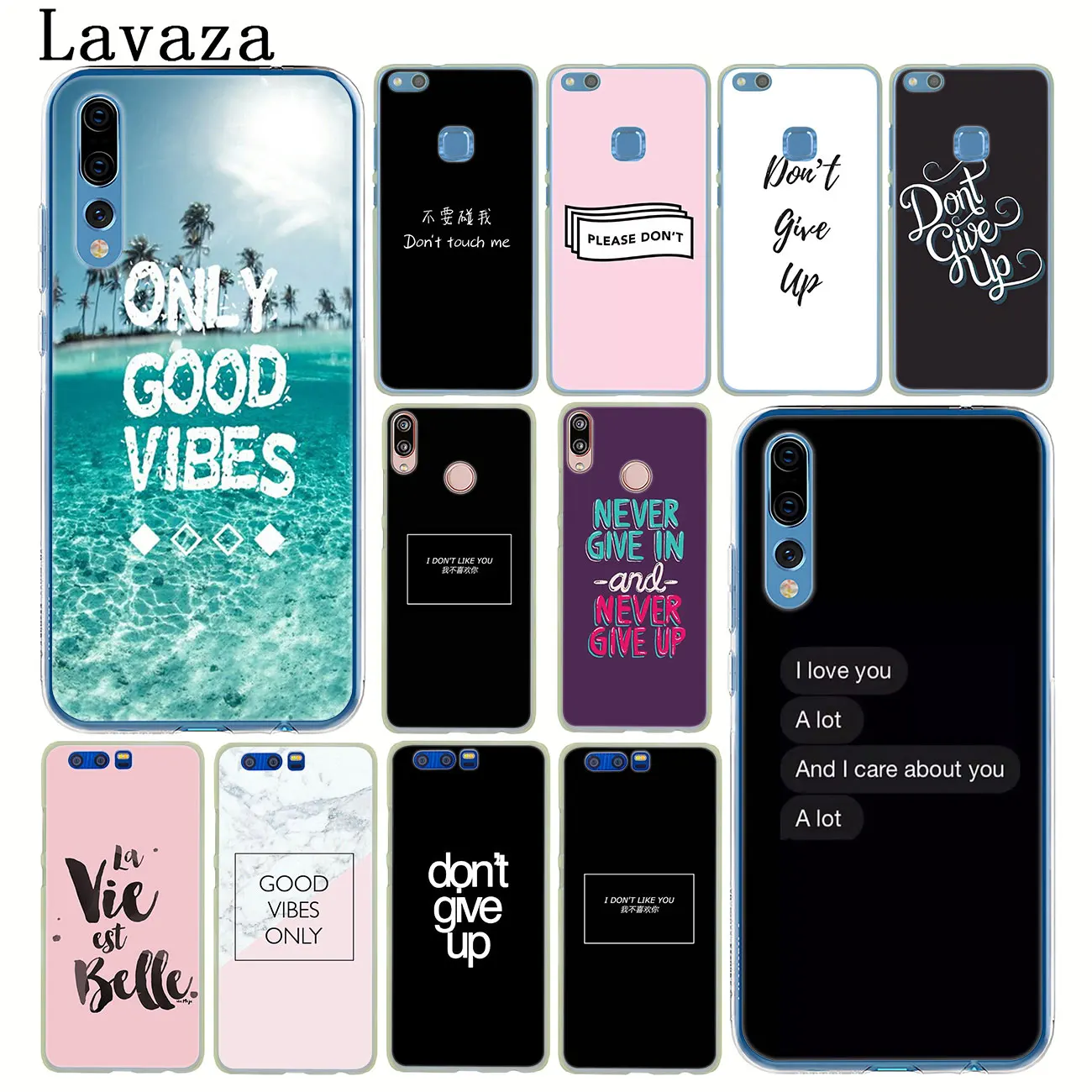 

lavaza Proverb Phrase Motto Good Vibes Only Love Case for Huawei P30 Pro P20 P10 P9 Plus P8 Lite Mini 2016 2017 P smart Z