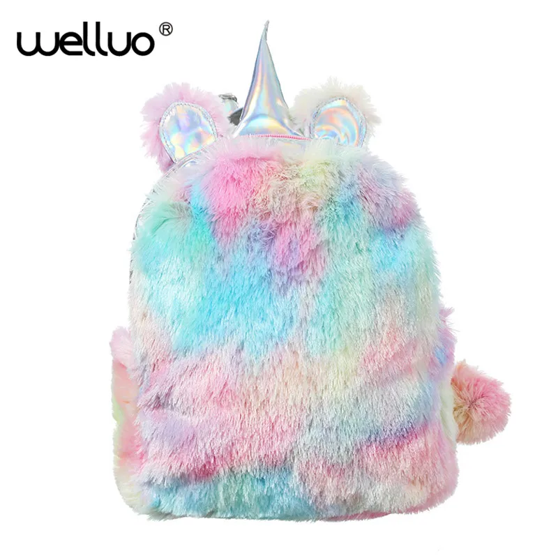 Модные милые Единорог для женщин рюкзаки мультфильм Kawaii Bagpacks кожа голограмма обувь для девочек школьные ранцы кожаный рюкзак Mochila XA627WB