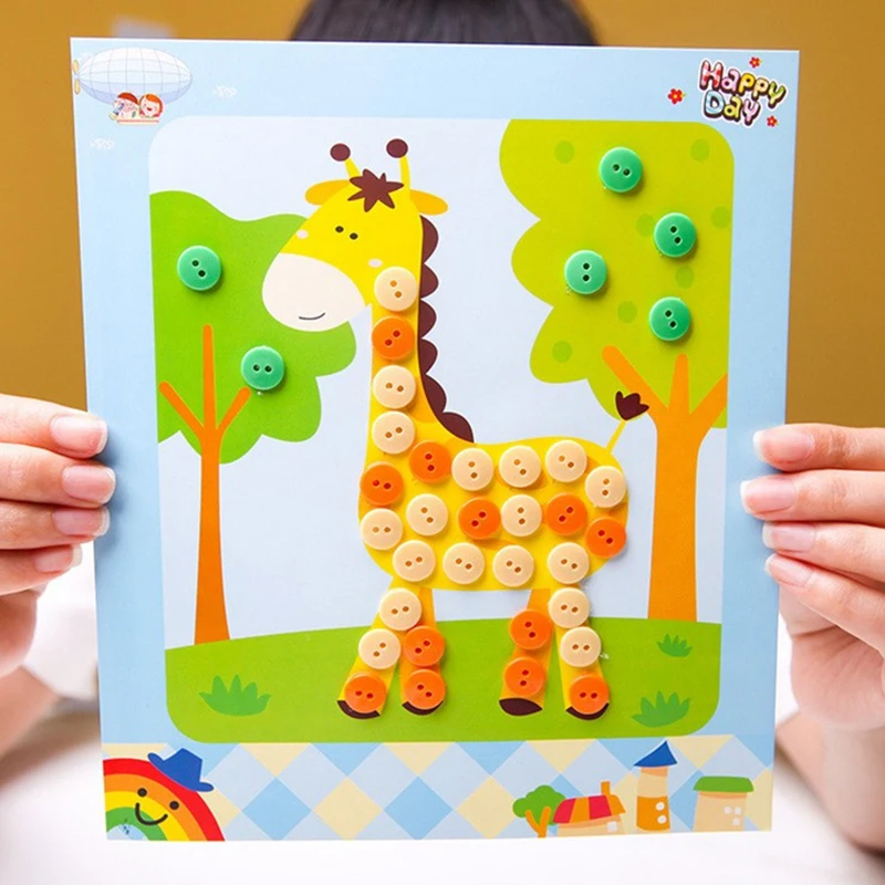 

DIY Button Stickers Kids Handmade Painting Craft Kit Learning Educational Drawing Board Toys For Children Gift