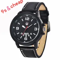 Для мужчин; кожаный ремешок Часы Военная Униформа спортивный аналоговые кварцевые Дата наручные часы Фирменная новинка высокое качество