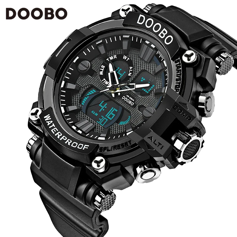 Новые мужские кварцевые цифровые часы мужские спортивные часы Relogio Masculino DOOBO S Shock Relojes светодиодный военный водонепроницаемый наручные часы