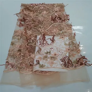 

African lace fabric 2018 high quality lace sequins nigerian lace fabrics for wedding french lace fabric flower applique XW4-97