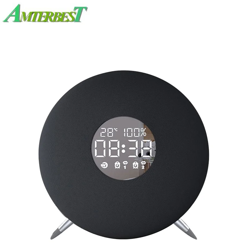 

AMTERBEST Wireless Speaker HIFI Music Mirror Bluetooth Speaker with Remote Control Larm Clock Screen Sound Box Bluetooth Column
