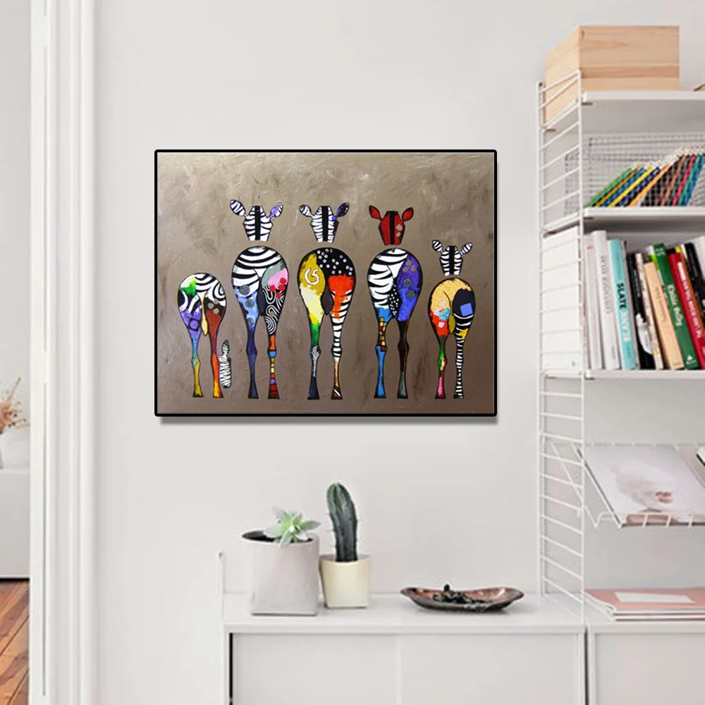 

Cartoon Zebra Wall Art Canvas Painting Print Living Room Colorful Horse Watercolor Home Decoration Posters And Prints