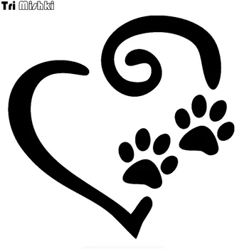 

Tri Mishki HZX436 15*15.2cm heart with dog paw prints car sticker funny auto car stickers
