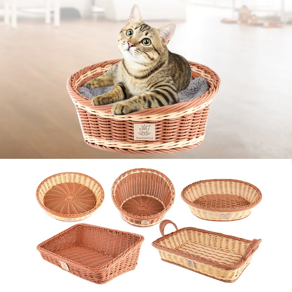 

Pet Bed for Cats Basket Nest Rectangle Cat Bed with Plush Blanket for Cats Dogs Pets Sleeping Product