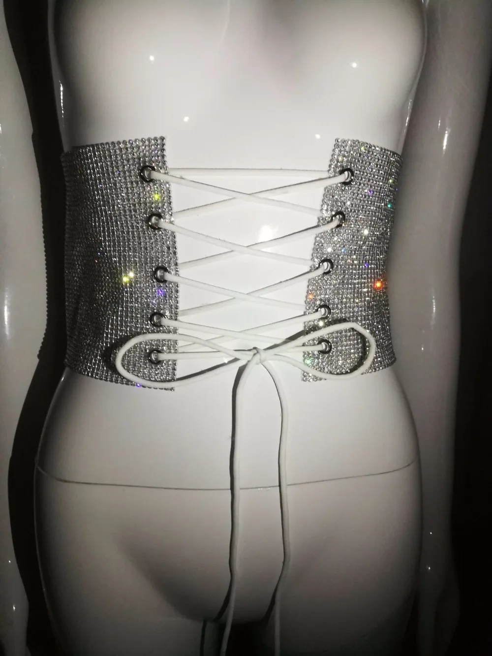  Sexy women Metal Chain Crop Tops Crystal Womens Bandages Diamond Sparkly Sequins Hollow Plain Backl