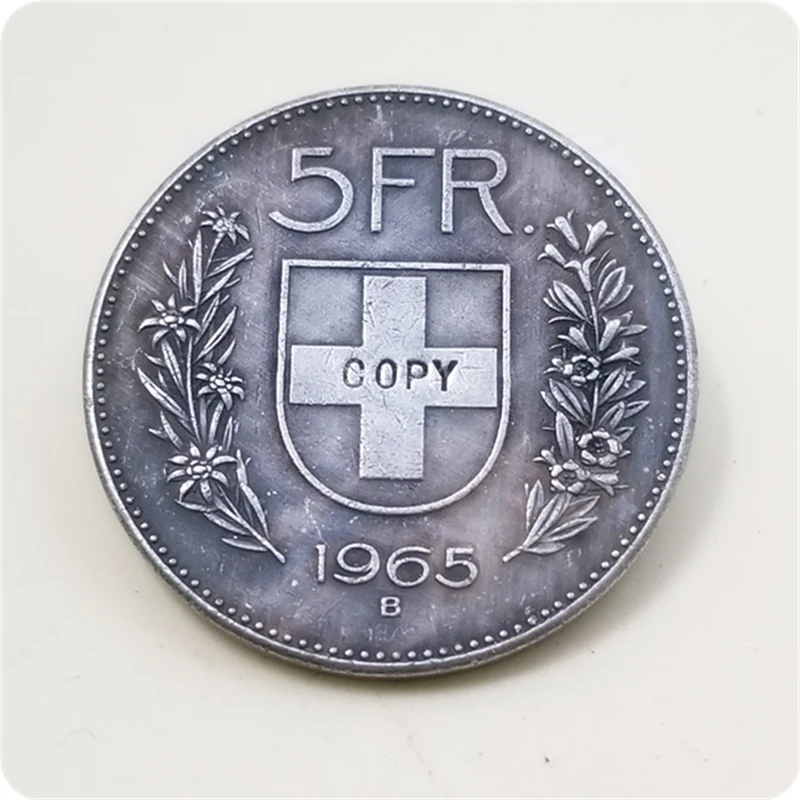 Монет Хобо _ (Отец Рождество) 1965B Швейцария 5 франков (5 франков) копия монет