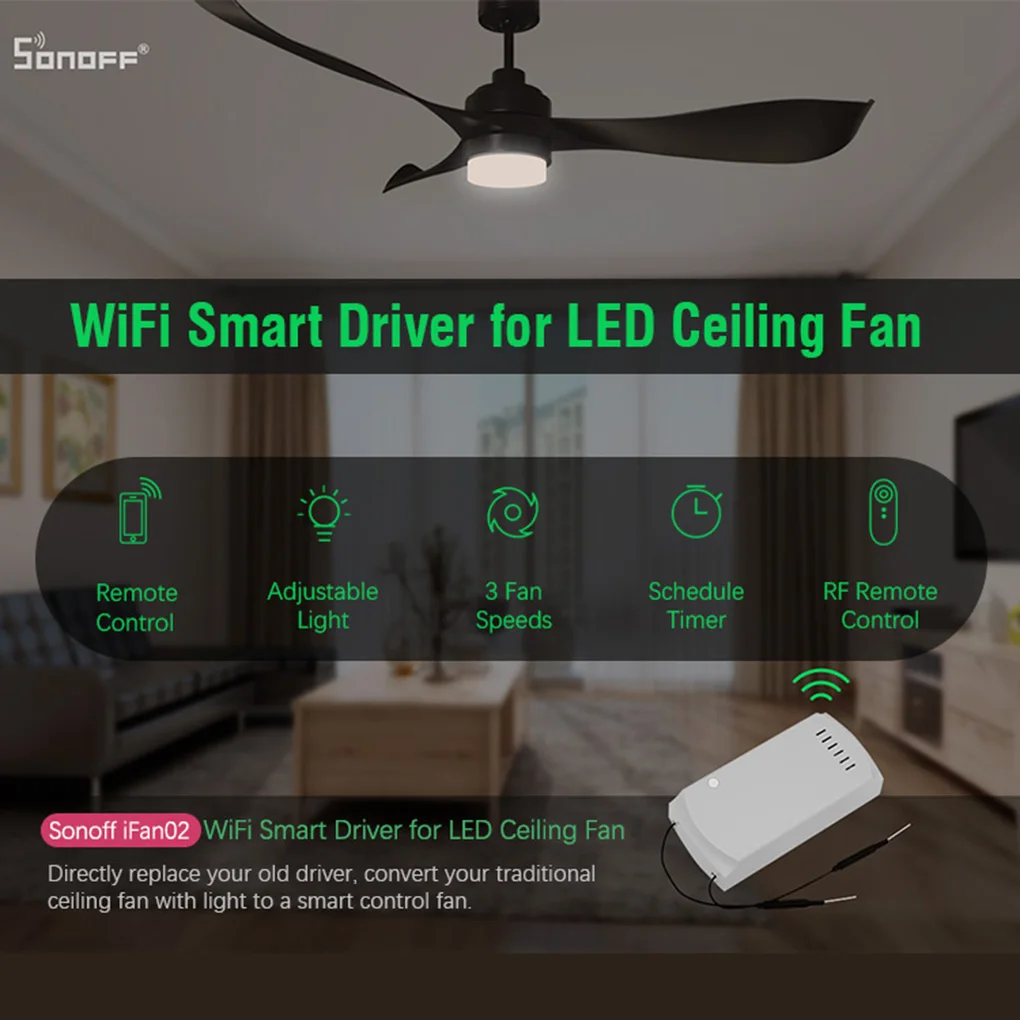 

Sonoff IFan02 Ceiling Fan Controller WiFi Smart Ceiling Fan with Light APP Remote Control