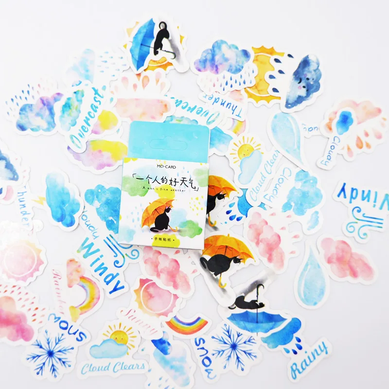 

46 Pcs/box one person Good weather paper sticker DIY diary album decoration stickers scrapbooking planner label Scrapbook sticke