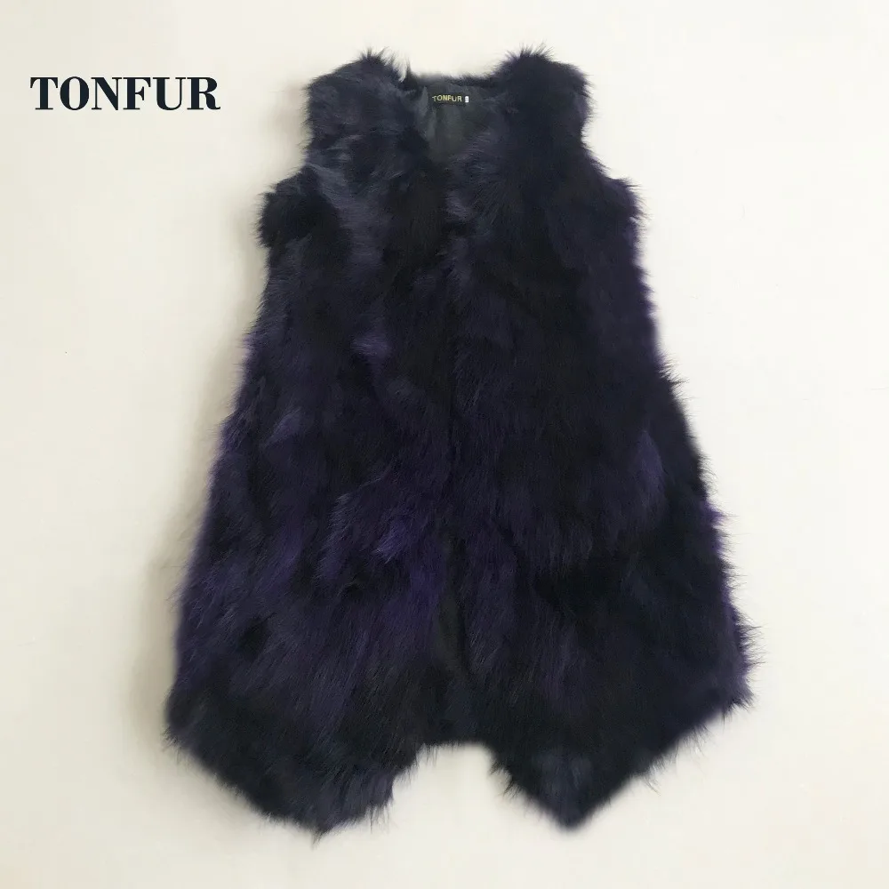

2019 New Long 1m Factory Customize Size and Color Pure 100% Genuine Raccoon Fur Vest Sleeveless Fur Gilet sr433