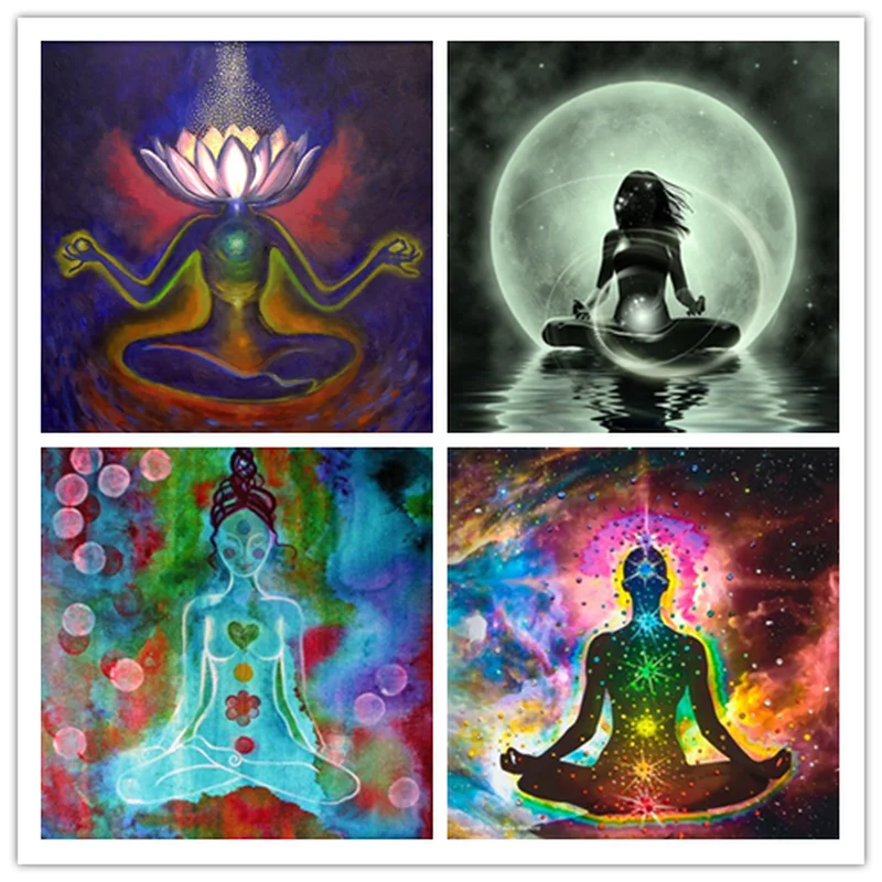 

oneroom chakra meditation 3D diamond painting glow 5D Rhinestone Art DIY Diamond Embroidery Full Portrait dimond painting Mosaic