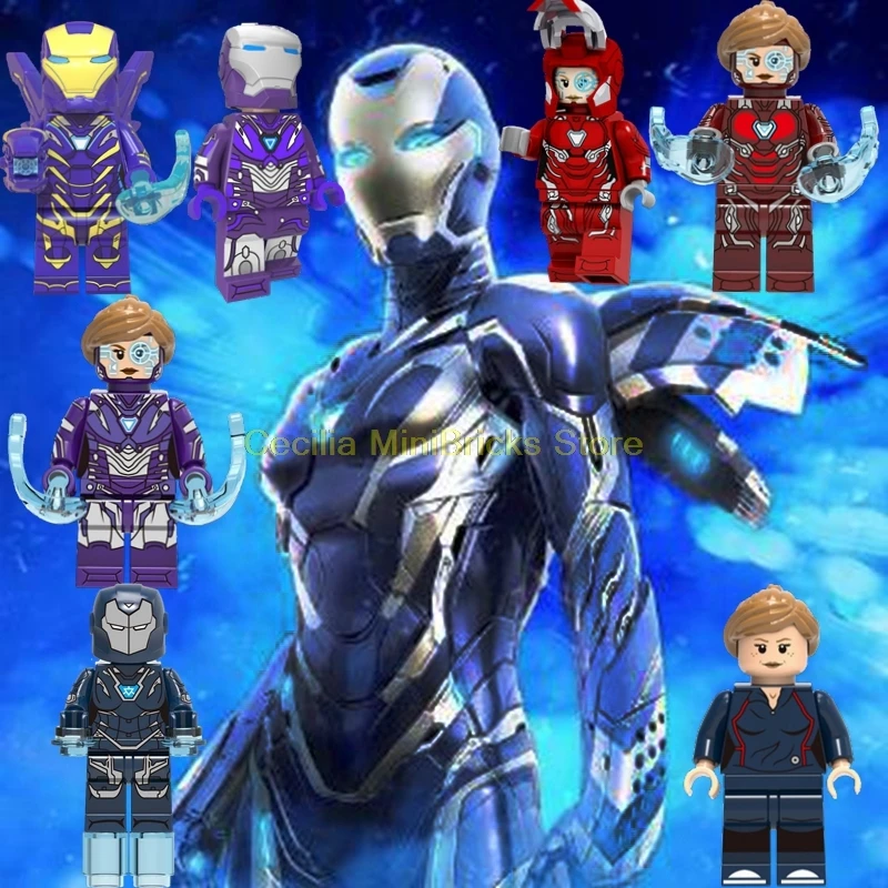 

Avengers Endgame Legoing Pepper Potts Iron Man Mark 85 Tony Ironman Building Blocks legoings Mark 1 Marvel Toys For Children