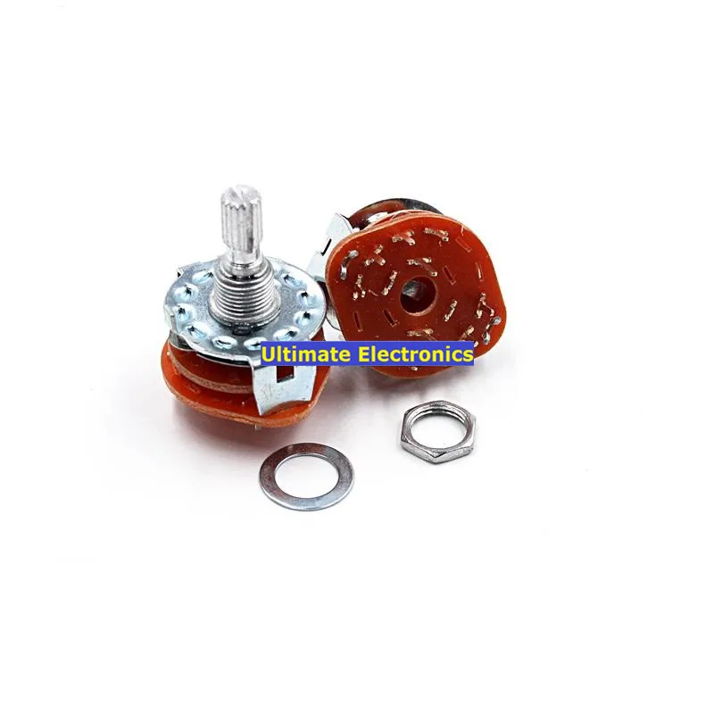 

2pcs RS25 band switch switch potentiometer rotary switch 2 Pole 4 Position