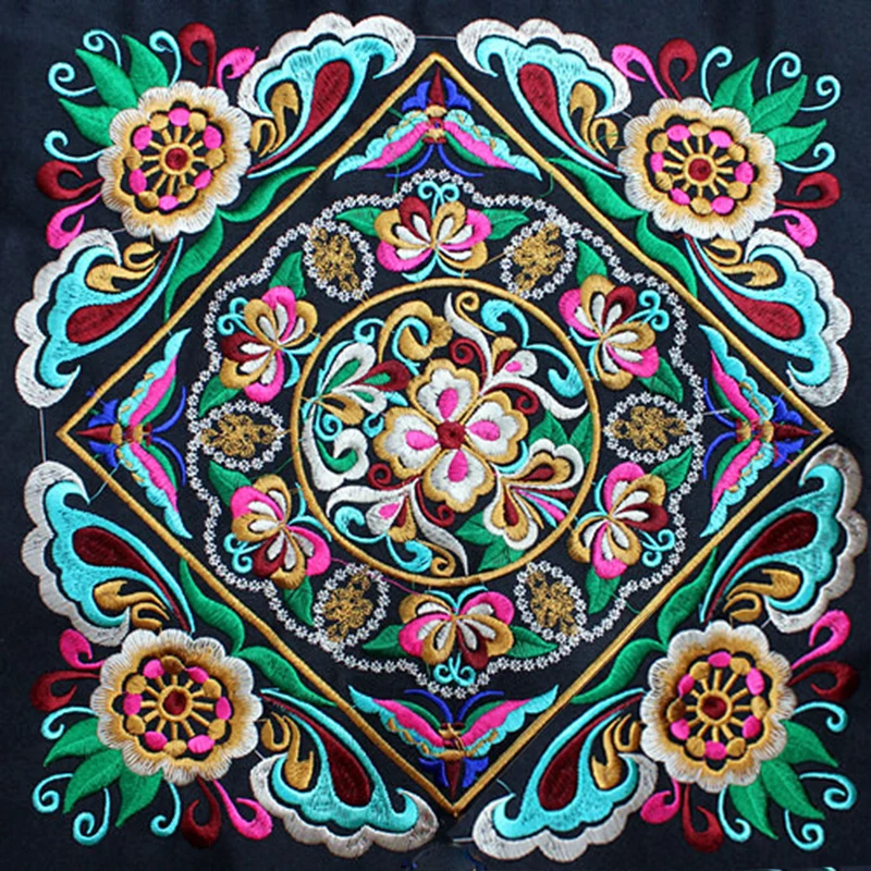 

Chinese Style High Quality Embroidered Accessories Parches Bordados Para Ropa Vintage Mandala BOHO Parches Ropa 27*27cm