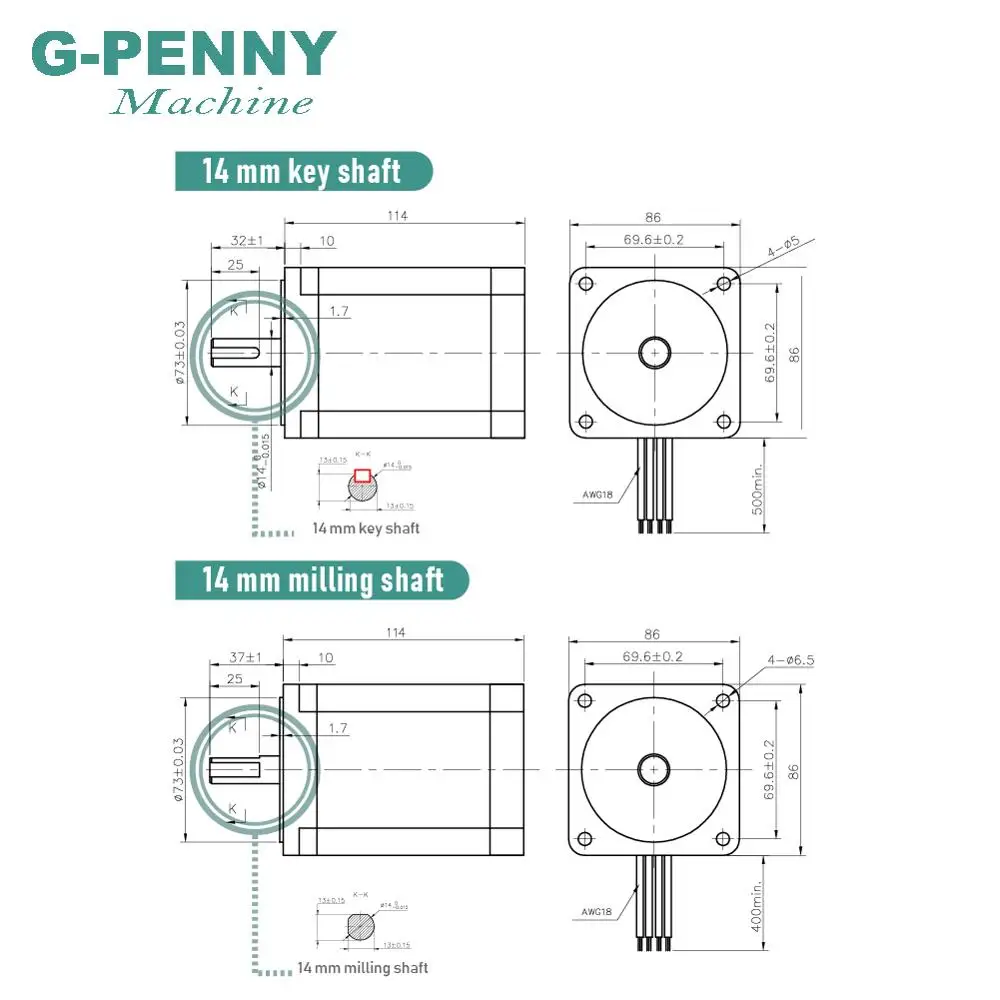 NEMA 34 шаговый двигатель 86X114 мм 8,7 N. m 6A 14 мм вал шаговый двигатель 1172Oz-in для ЧПУ лазерная гравировка фрезерный станок